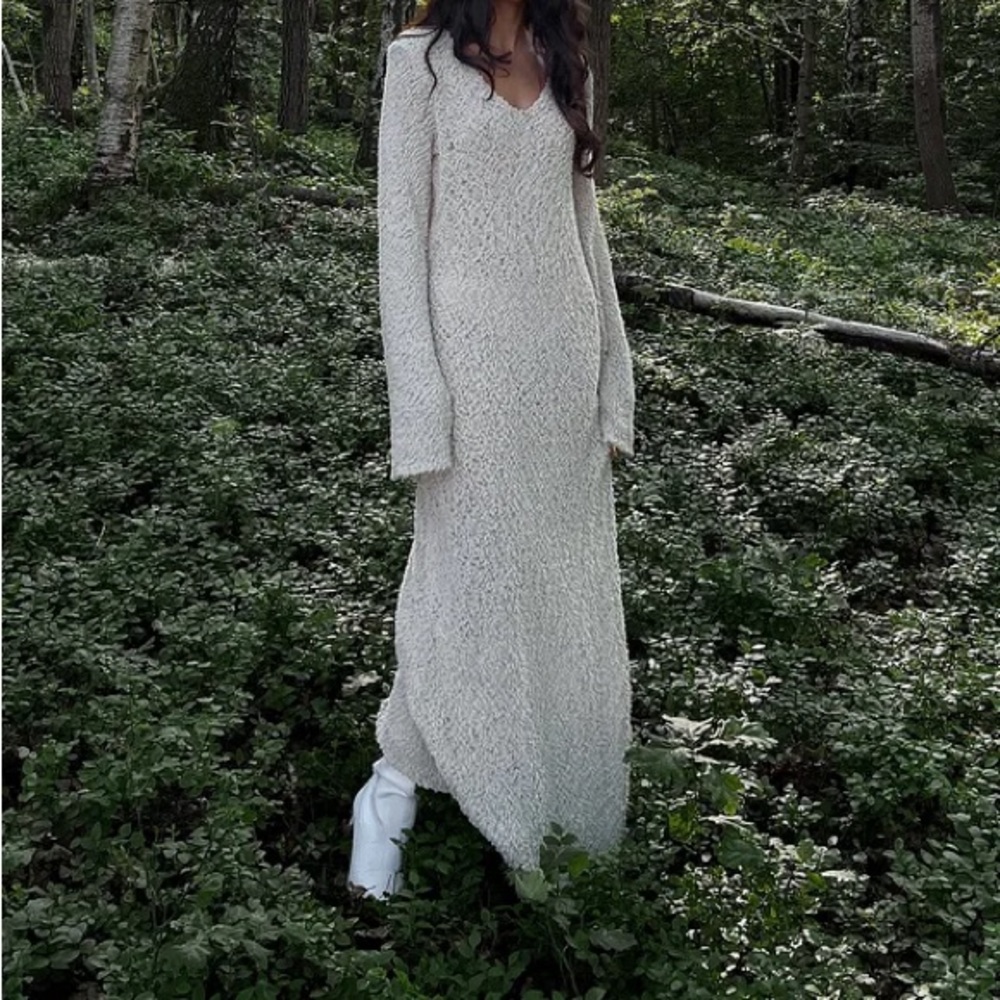 NA-KD knitted wide sleeve maxi dress